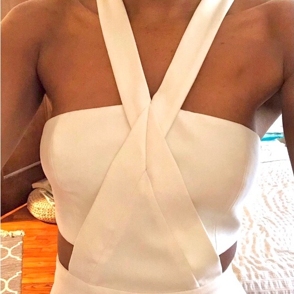 Like NEW! Jay Godfrey White Cross Front Jumpsuit - Picture 4 of 5